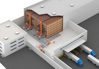 The mixture of automated systems with a clad-rack structure optimises the capacity of a storage facility